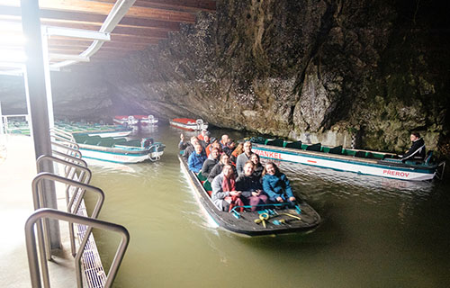 Boat tour of the caves.