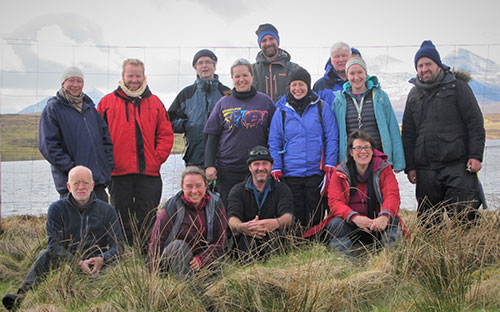 All field trip participants at the UK's only carbonatite on the shore of Loch Urigill.